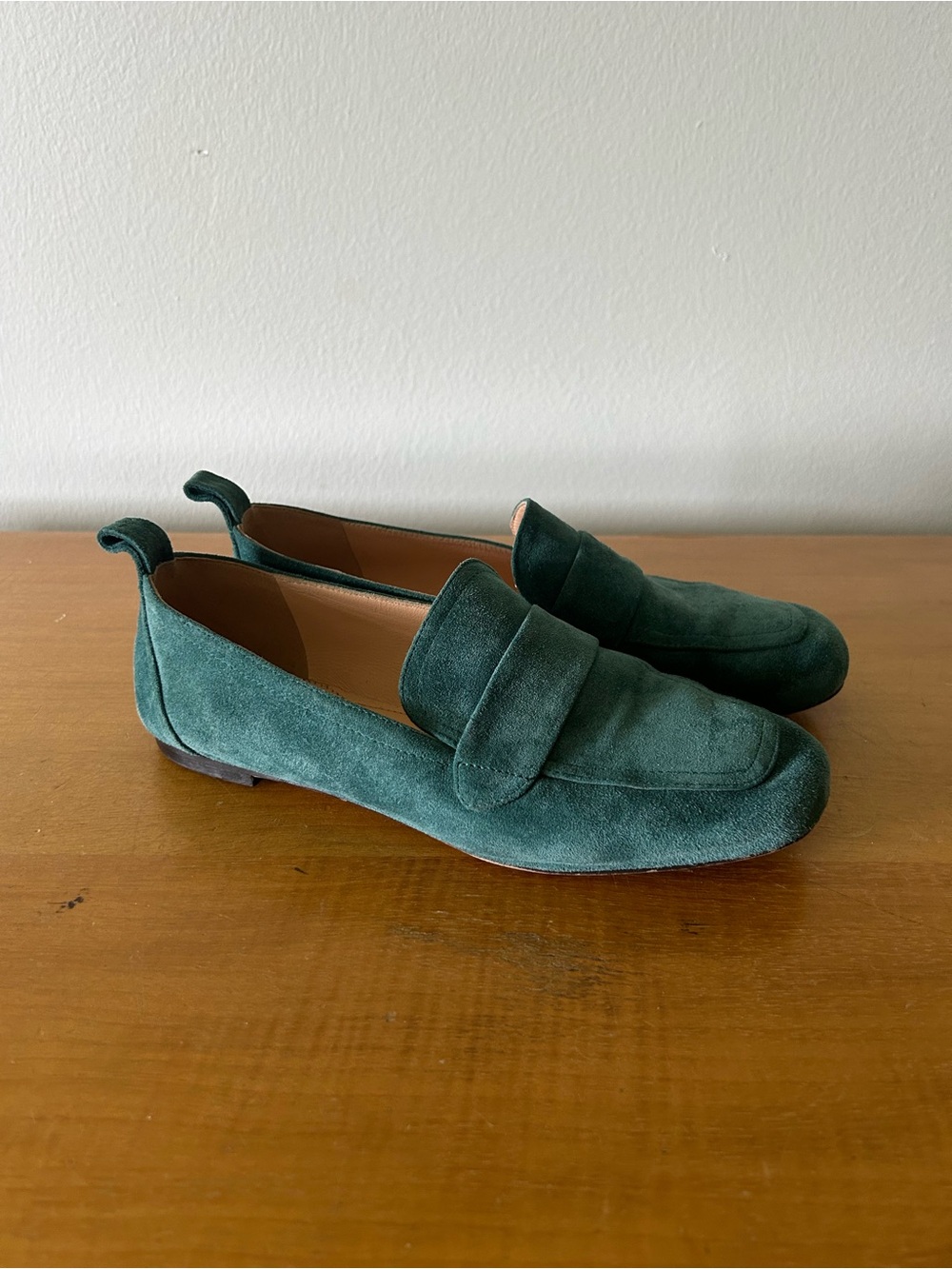 J.CREW Marie Tab Leather Suede Loafers Green Size 6 Flats Office Preppy